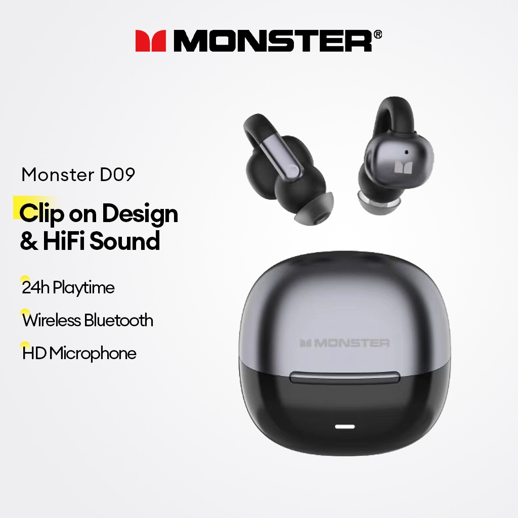 Monster D09 Fones De Ouvido Bluetooth Sem Fio Com Clipe E Som HiFi ...