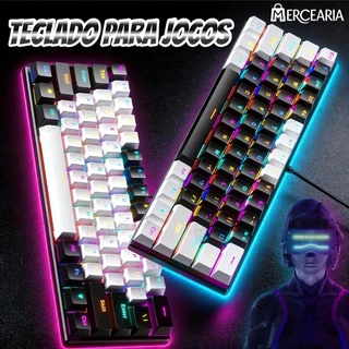 Teclado para jogos com fio 61-Key RGB Backlight Mini Compact USB-C Cabo de alimentação plugável-MC