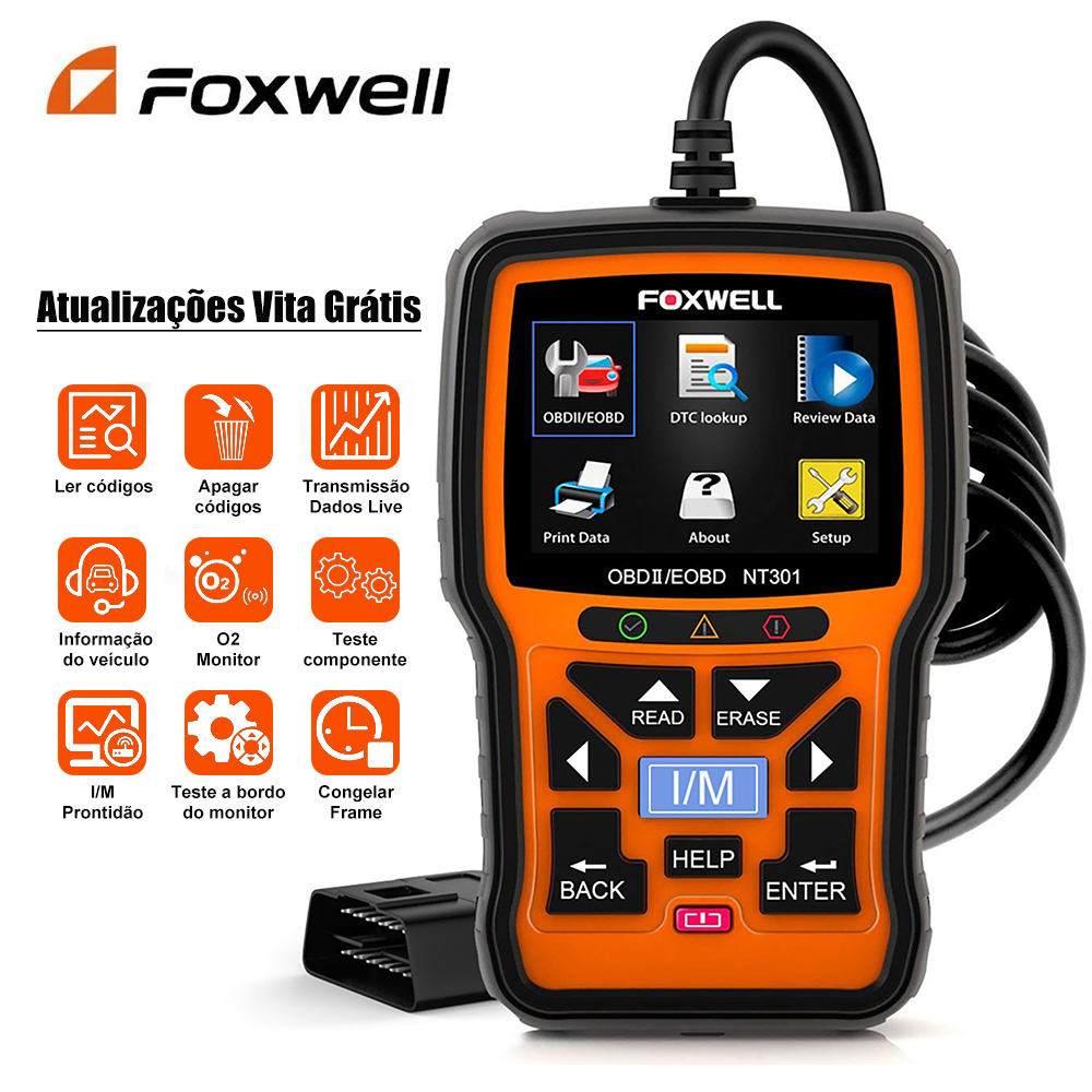 FOXWELL NT301 Scanner Obd2 Aprimorado De Carro Diagnóstico OBDII Ferramenta De ECU Automotivo Automático Verificação em Oferta na Shopee
