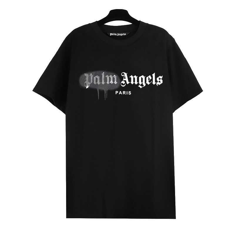 Palm Angels Spray Graffiti Gothic Letter Impresso Algodão Manga