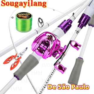 Sougayilang Fundição Vara De Pesca Combo De Carbono + Relação De Engrenagem 7.2: 1 Carretel De Alumínio Para Ao Ar Livr