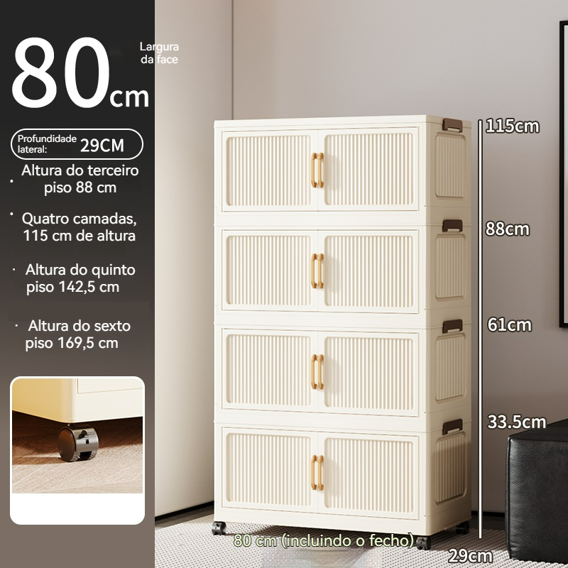 6 camadas 80cm Caixa de armazenamento empilhável com tampa Armário