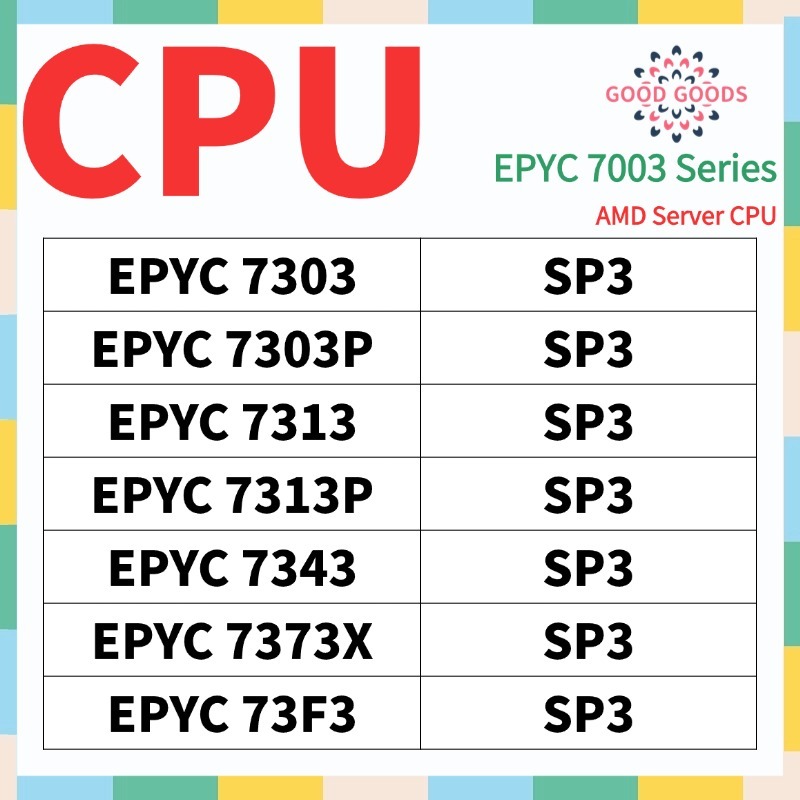 EPYC 73F3 7373X 7343 7313P 7313 7303P 7303 AMD 7003 Série Servidor CPU ...