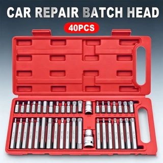 Conjunto de ferramentas de 40 peças, 40 peças de alta qualidade Multi-dente Torx hexágono soquete Bit Crv