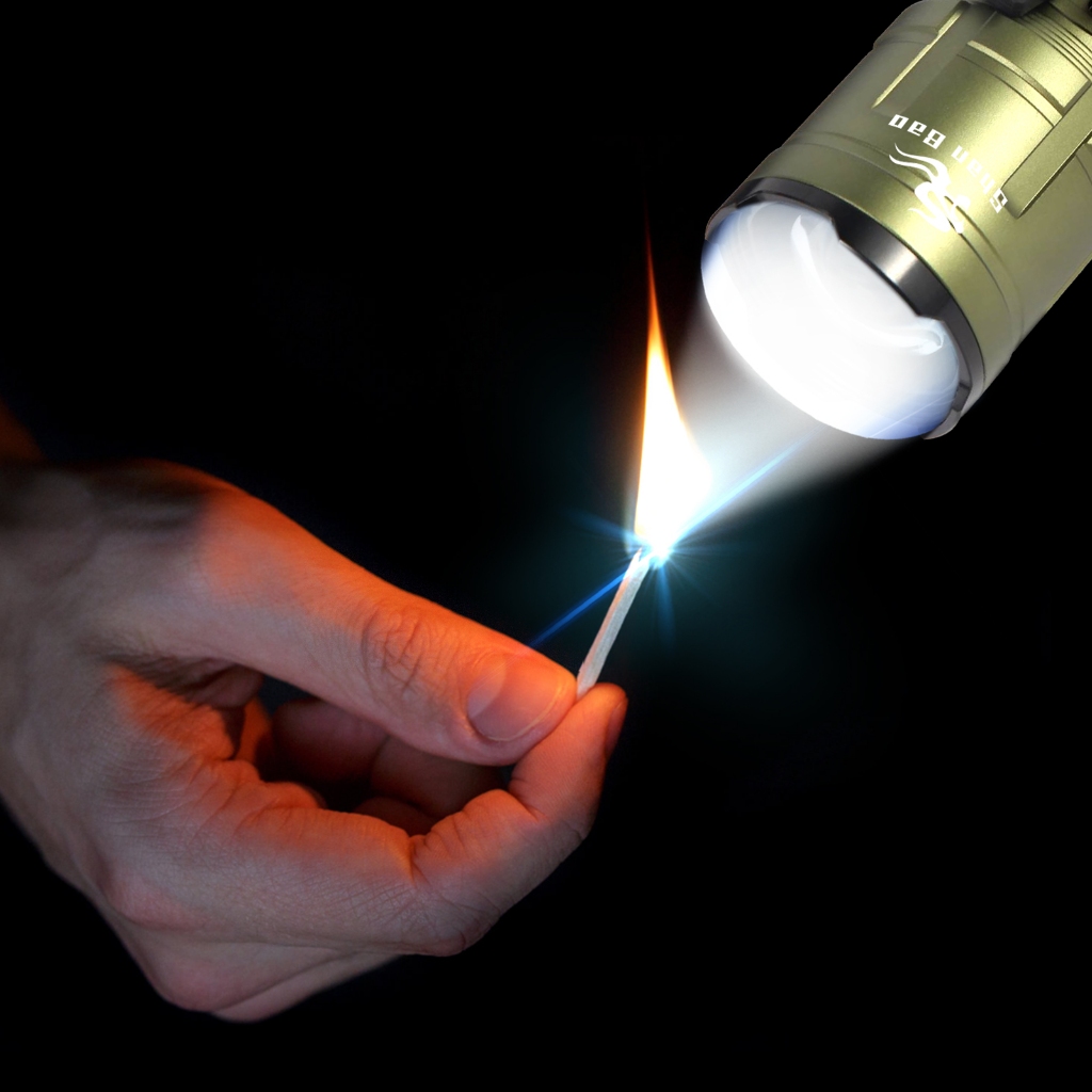 Shan bao 3000LM Lanterna À Prova D'água Com Zoom Externo Fonte De Luz Forte Focada Pode Acender Uma Chama (Logotipo/Bles