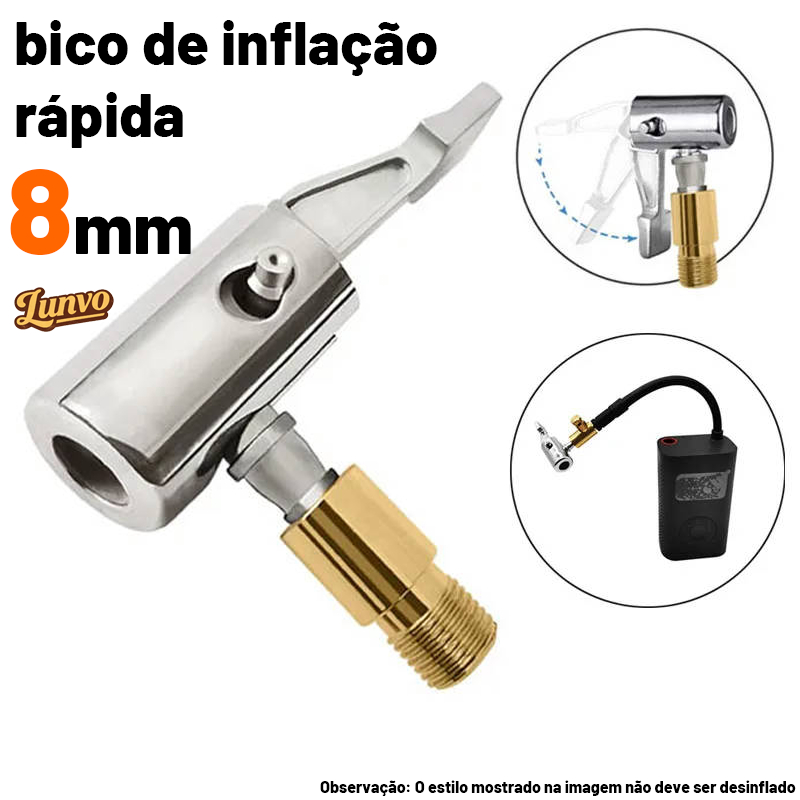 Bico Inflador Com Presilha De Ar De Pneu De Carro Bicicleta Adaptador Conector Da Válvula Bomba de ar portátil 8mm