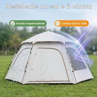 Barraca Automática 6-8 Pessoas, Grande 280x280x158 cm, Impermeável, Fácil Montagem - Camping, Praia
