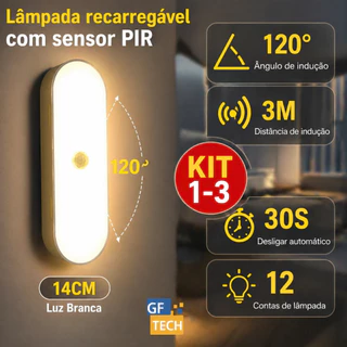 Lâmpada inteligente com sensor; iluminação sem fio recarregável; adequada para quarto e corredor
