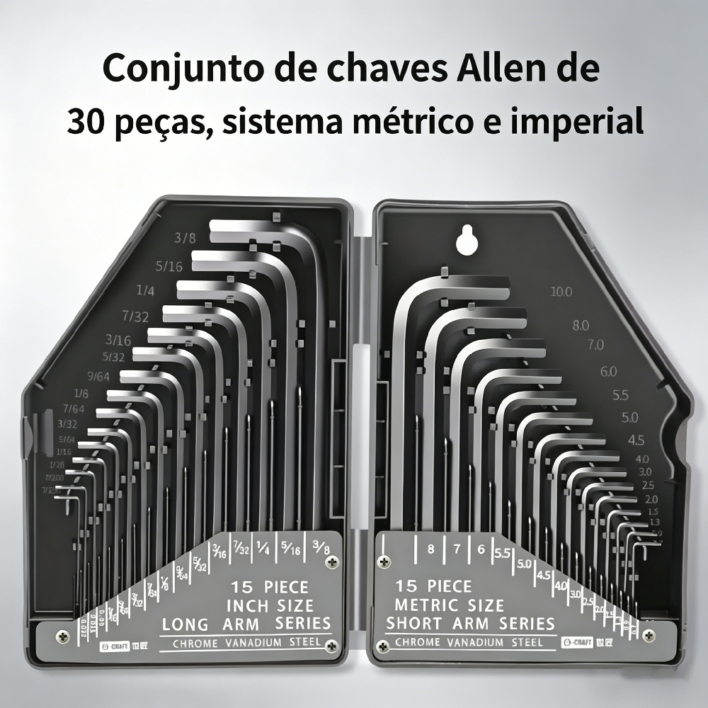 Jogo De Chaves Allen 30 Peças Métrica E Polegada Aço Liga | Shopee Brasil