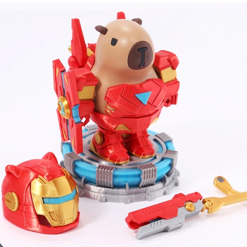 Kapibara Homem de Ferro Brinquedo Magnético Montado Mecha Capivara Boneca Modelo de Impressão 3d Figura