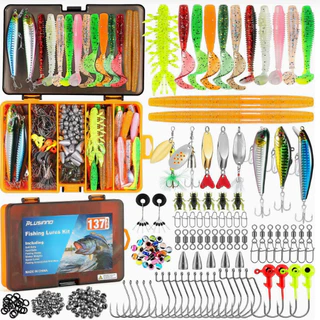 Kit 137 Iscas Artificiais Meia Água com Anzol Duplo Iscas Realistas para Pesca de Truta e Peixes para Pesca Marítima