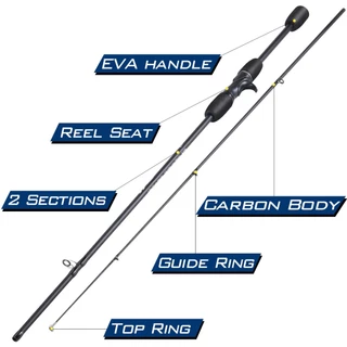 Sougayilang Vara De Pesca De 2 Seções De 1.8 M, 5-10 lbs, Fibra De Carbono Giratória/Fundição, Resistência Máxima 8 K