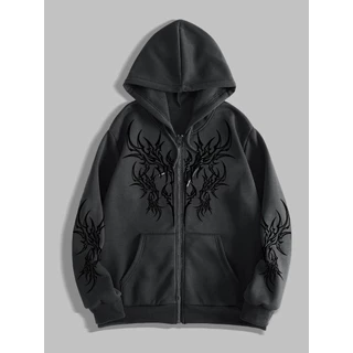 Retro estilo escuro High Street moletom masculino na moda ins plus Size casal zíper moletom com capuz
