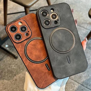 Pele De Cordeiro Magnética Córtex Caso Macio Compatível Para iPhone 18 17 16 15 14 13 12 11 Pro Max Plus Choques Capa