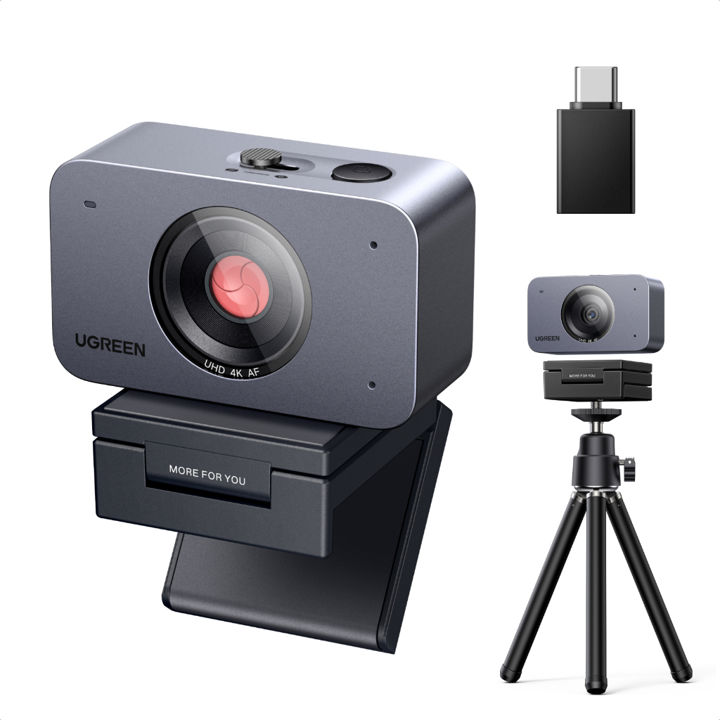 Webcam UGREEN 4K Com Sensor De 8 Mp, 30 Fps, Redução De Ruído AI, Foco Automático, Capa De Privacidade, Tripé E Mon