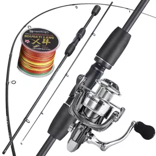 Conjunto De Pesca Sougayilang Vara De Fibra De Vidro De 1.8 M, Portátil E Kit De Engrenagem Externa De Carretel