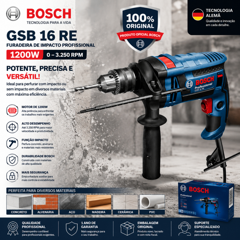Furadeira parafusadeira Elétrica 1200W furadeira de impactoo parafusadeira bosch 110V Original 100%