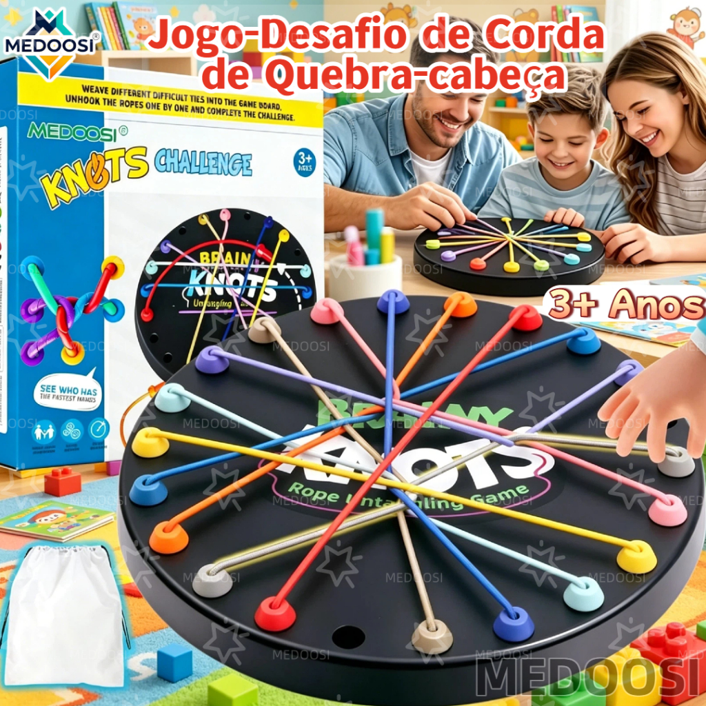 MEDOOSI Quebra-Cabeça de Desembaraçar Corda | Jogo de Desafio para Treino de Raciocínio e Coordenação Motora Brinquedo