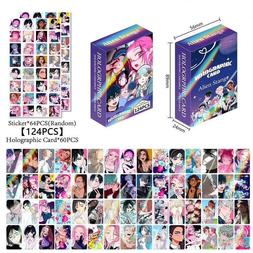 Anime Alienígena Palco Holográfico Lomo Cartões Luka Hyuna Ivan
