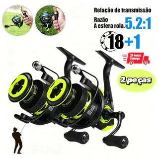 Carretel De Pesca 90Kg 5.2: 1 Giratório 2000-7000 Com Cabo EVA Escuro fruta verde~