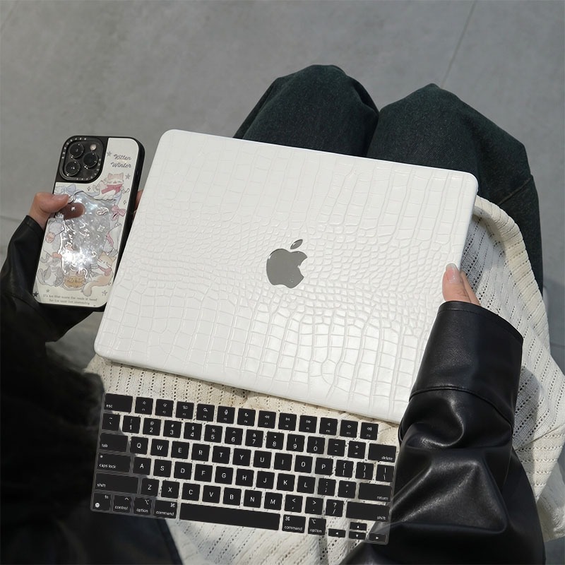 Crocodile Leather Case para Macbook Neo 13 A3404 2026-2020 Air Pro