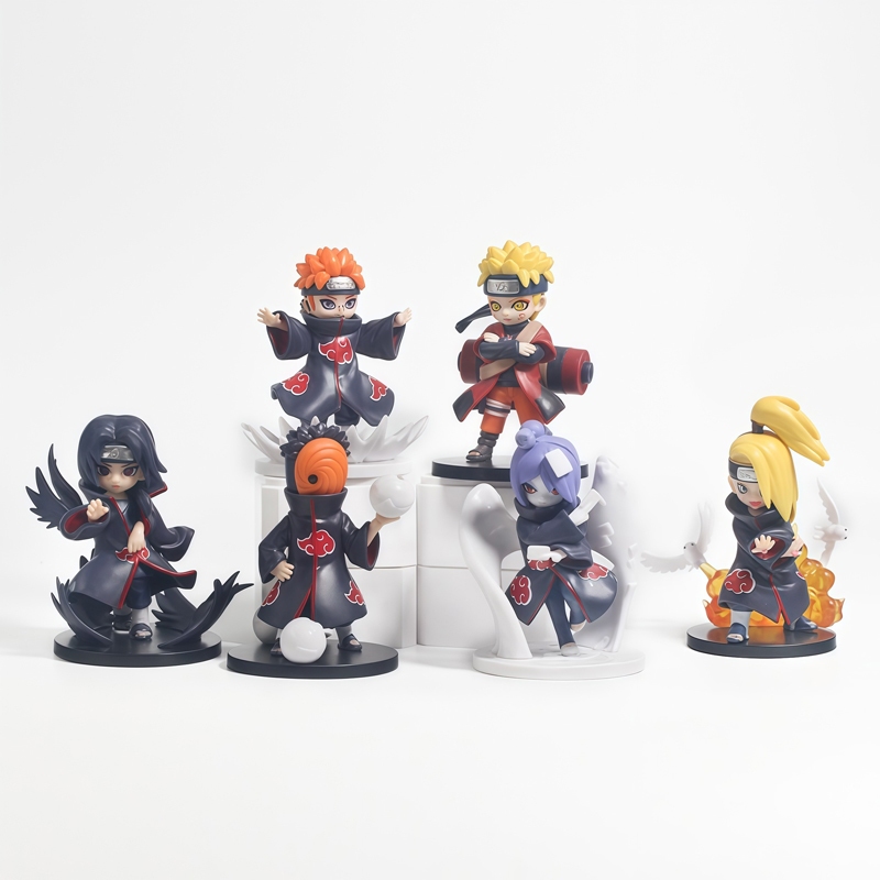 6 Pçs/Set 8-9cm Japão Anime Naruto : Shippuden Guerra Akatsuki