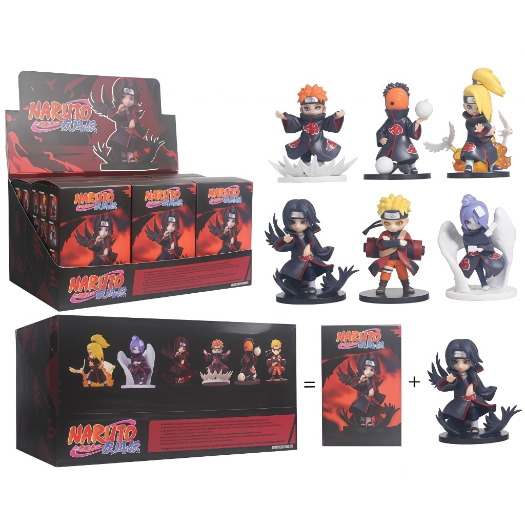 6 Pçs/Set 8-9cm Japão Anime Naruto : Shippuden Guerra Akatsuki