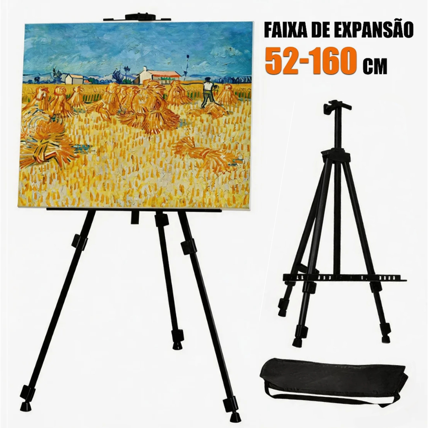 Cavalete Tripé de Pintura Profissional 1,60m Dobrável com Bo