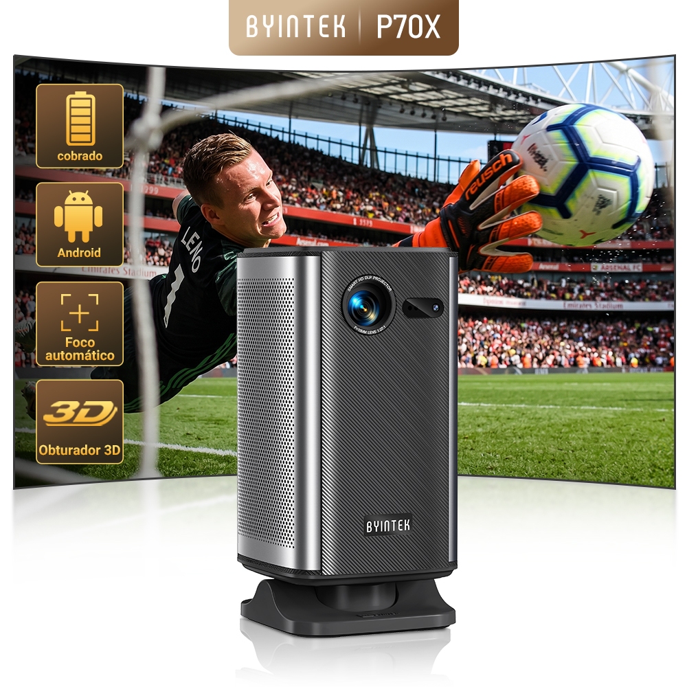 BYINTEK P70X Mini Projetor Portátil Com Bateria Embutida 4K