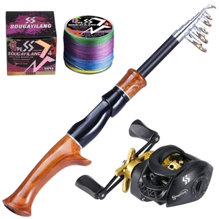 Conjunto De Vara De Pesca Telescópica Sougayilang, E Carretel BC De 1.6 M, Adequado Para Em Águas Profundas, Capacida