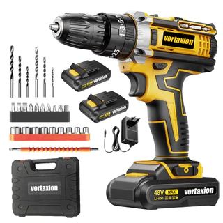 Parafusadeira Furadeira de Impacto 48v 2 Baterias Com Maleta e Acessórios Completo