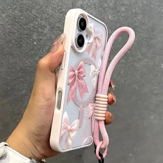 Capa De Telefone Com Cordão Magnético Transparente Fosco Compatível IPhone 18 17 16 15 14 13 12 11 Pro Max XR X 7 8 Plus