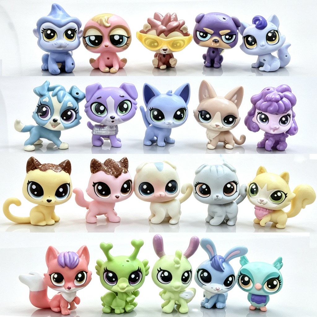 1pc 2cm littlest Pet Shop LPS Cão Gato Pássaro Peixe Tamanho