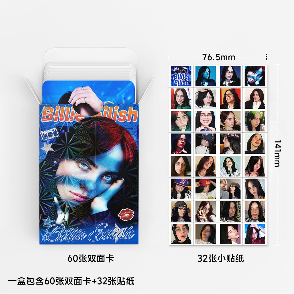 Billie Eilish Lomo Cartão Postal 60pcs + 32pcs Adesivo | Shopee Brasil