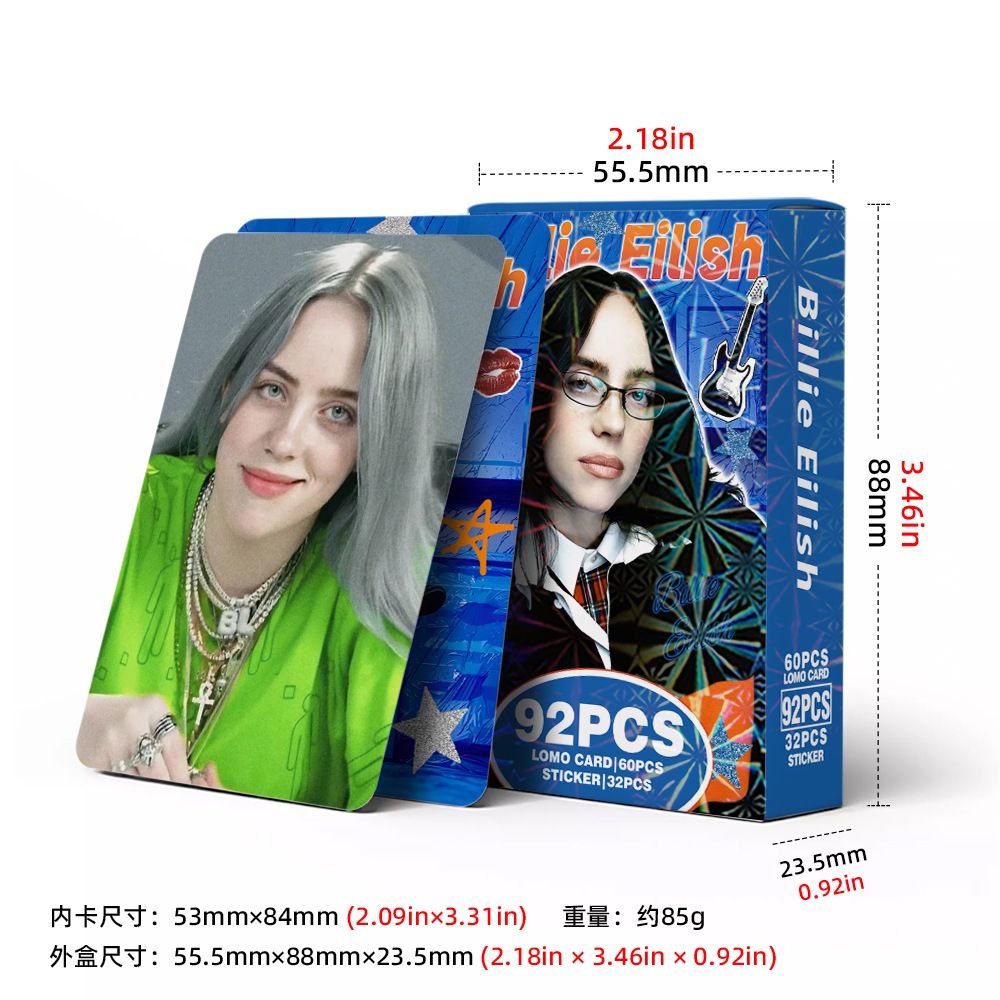 Billie Eilish Lomo Cartão Postal 60pcs + 32pcs Adesivo | Shopee Brasil