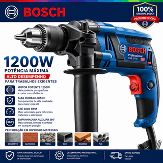 Parafusadeira furadeira elétrica 1200W furadeira de impacto martelete rompedor bosch 220V Original