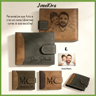 Carteira Com Imagem Personalizada Para Homens, De Couro Nome E Foto De Luxo Masculina