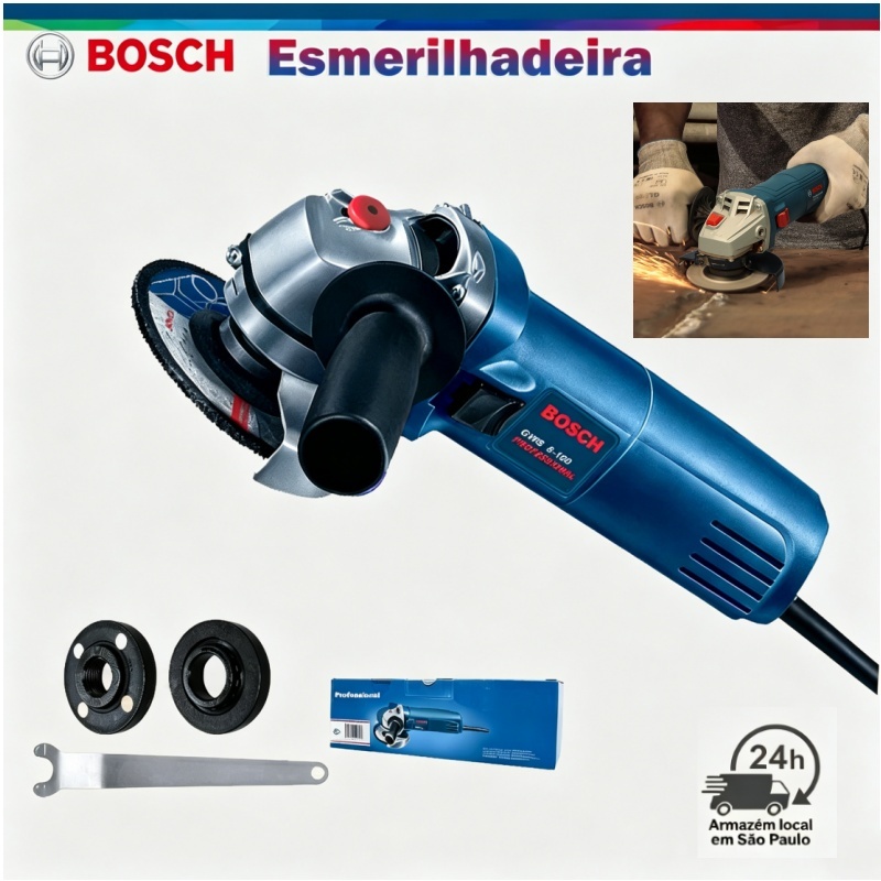 Bosch esmerilhadeira lixadeira 220v_127V GWS6-100 Esmerilhadeira Angular Profissional 1000W