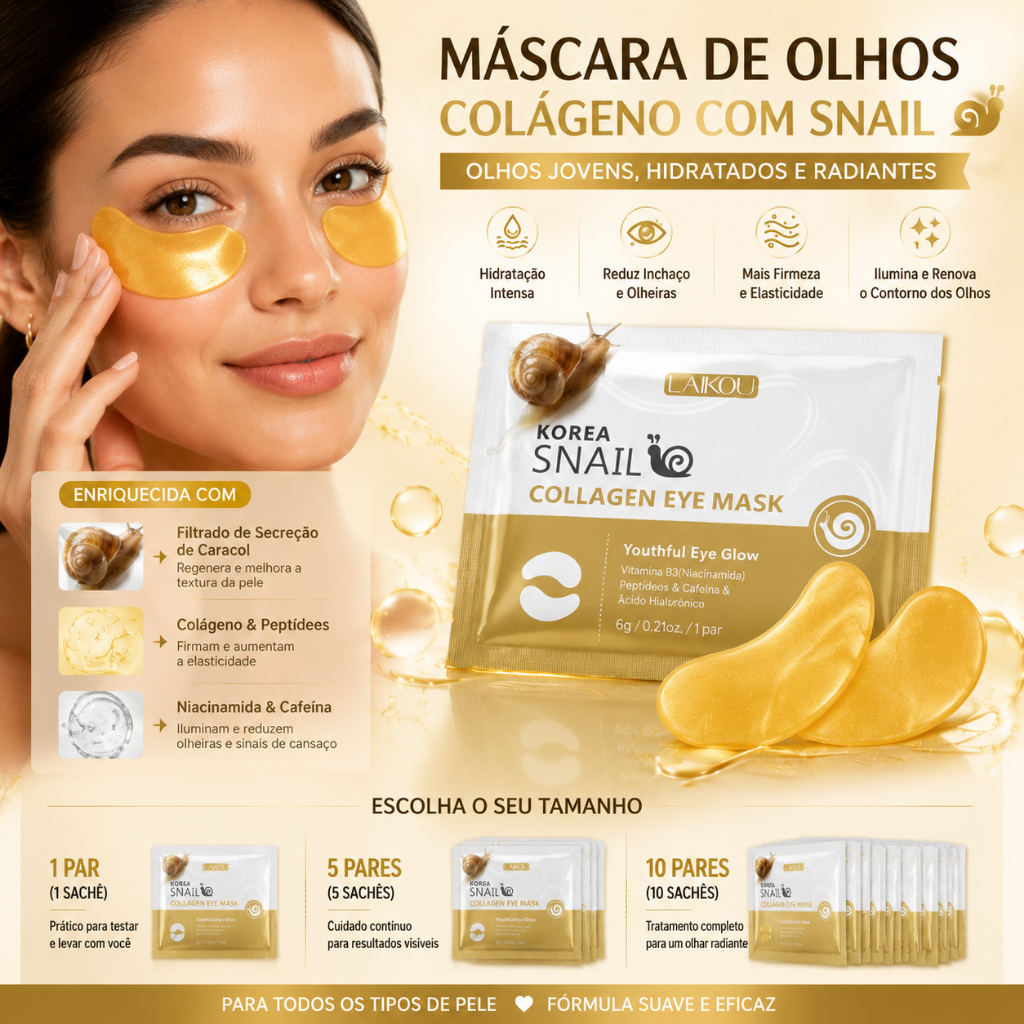 LAIKOU KOREA Máscara Para Os Olhos Com Colágeno De Caracol