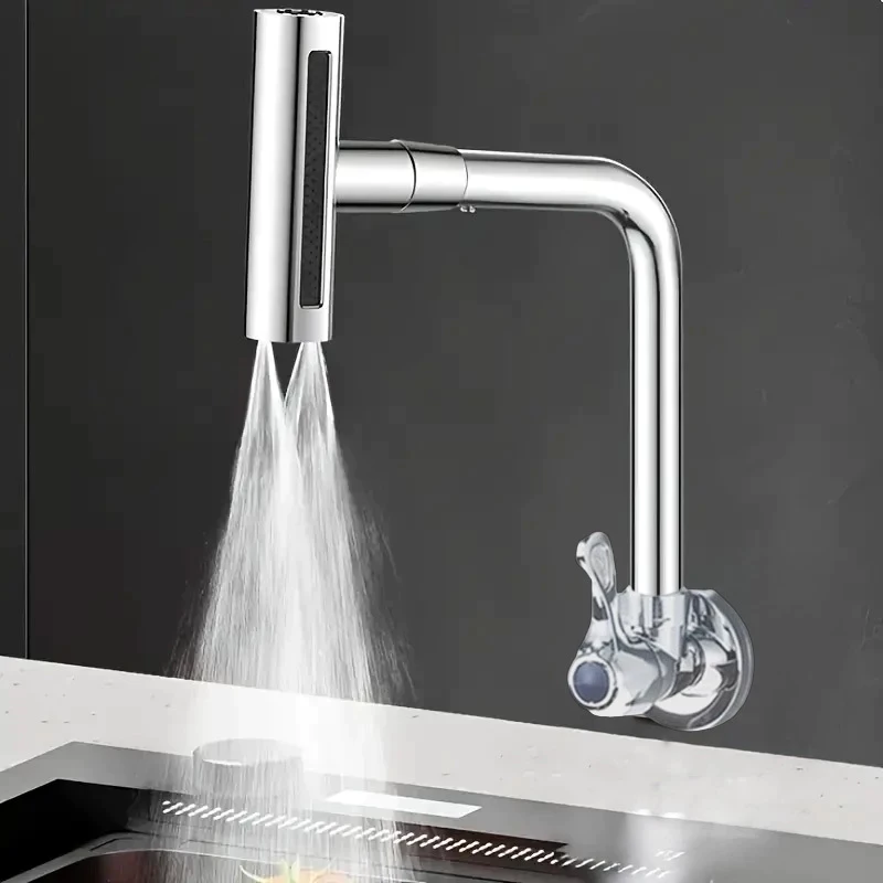 Torneira de cozinha Aço 100% Métal, Torneira flexível em cascata Com 360° 4 Modos
