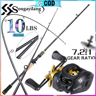 Sougayilang Conjunto De Carretel De Vara De Pesca De Fundição De 1.8 M 10LB Fsihing 7.2: 1