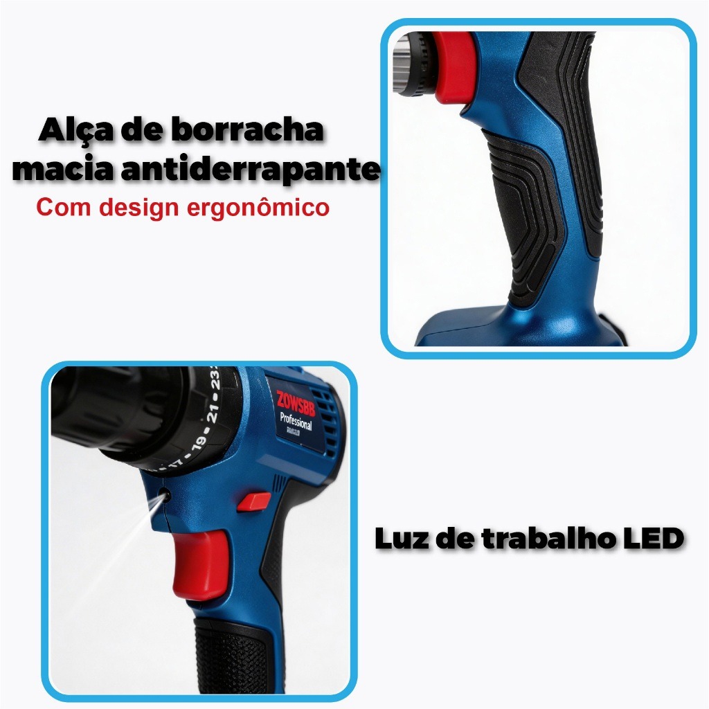 Parafusadeira Furadeira de Impacto 48V 2 Baterias Profissional