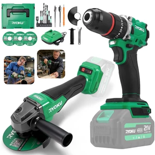 RYOKU Cordless 13MM Brushless Broca E Conjunto De Rebarbadora De 5 Polegadas Kit Combinado De Ferramentas Elétricas