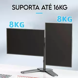 Suporte Duplo Monitor Mesa Ajustável Rotação 360° Base Reforçada Até 30"