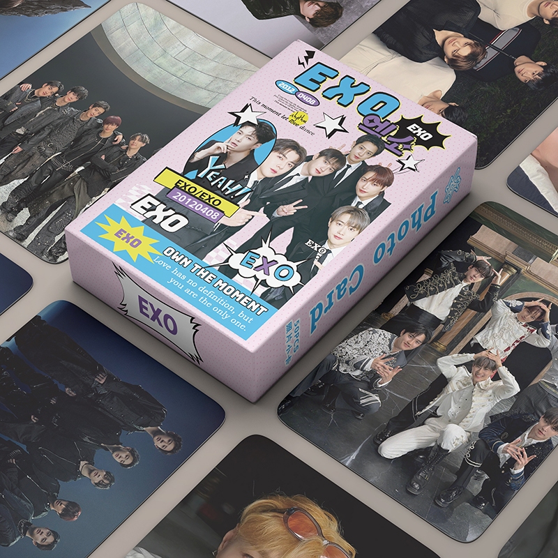 50pcs/box EXO BAEKHYUN Sehun Photocards Álbum De Cartões Laser