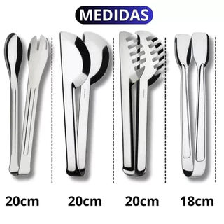 Kit de 4 Pegadores Inox Cozinha – Massa 20cm Universal 20cm Salada 20cm Gelo 18,5cm Para Salada Massa Frios e Multiuso