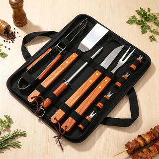 Kit Churrasco Completo com Jogo de Facas - Presente Criativo para Homem e Pai com Churrasqueira
