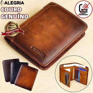 Carteira Antifurto Masculina De Couro Legítimo Vintage De Trifold E Bifold À Escolha Carteira estilo executivo-ale
