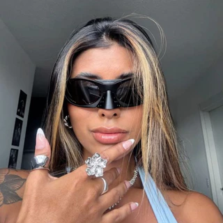 Óculos de Sol Lupa Preto Retangular Nariz não retratil Unissex Anti Reflexo Proteção UV400