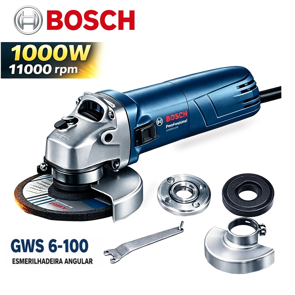 Bosch esmerilhadeira lixadeira 127V GWS6-100 Esmerilhadeira Angular Profissional 1000W Para Corte